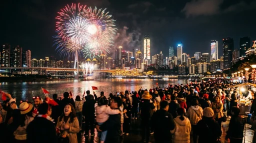 Nat Day celebration with fireworks over city skyline (AI Generated Image)